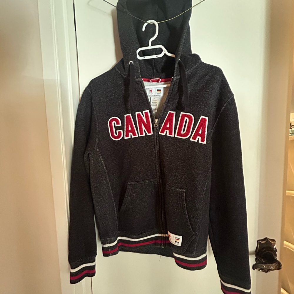 Black and Red Canada Zip-Up Hoodie Sweatshirt